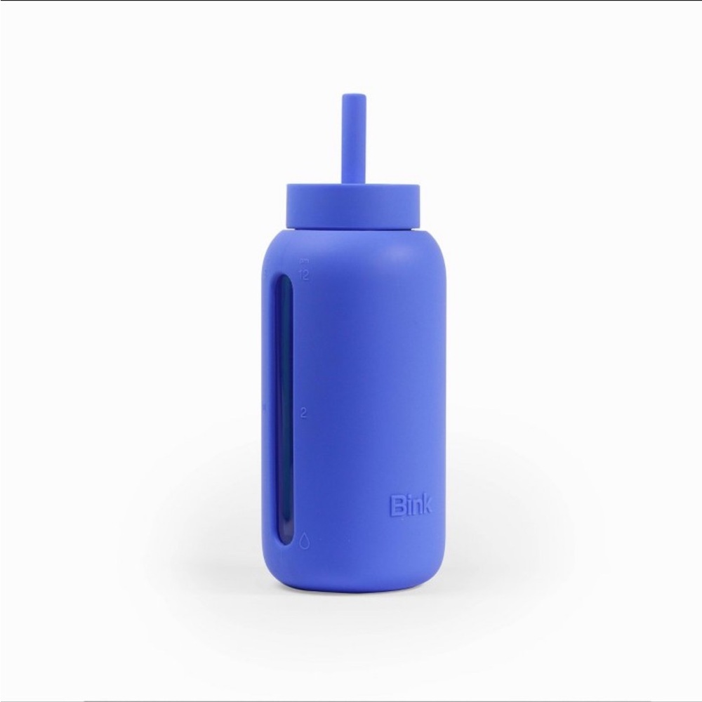Bink Blue Silicone Straw Water Bottle 27 oz